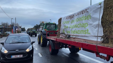 Boerenbetoging tractorenactie Tiensesteenweg Leuven